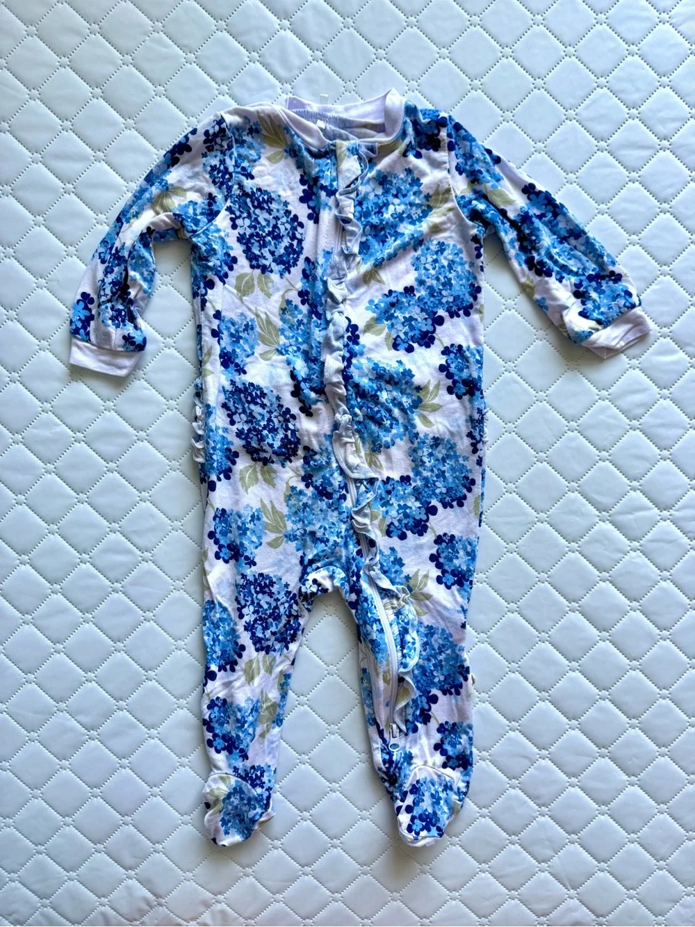 Milkberry Floral & Strawberry Footed Pajamas - Pink, Blue, White set of 3